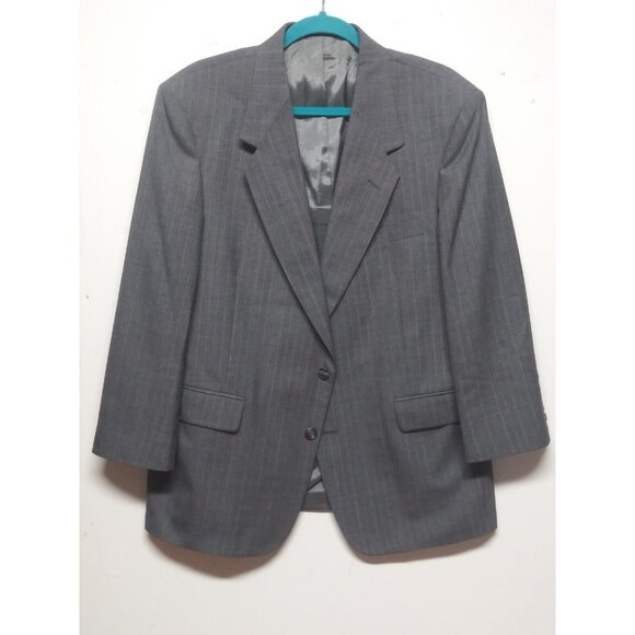 Towncraft Suit Jacket 42S worsted wool blend striped gray Blazer Sport Coat EUC - Picture 13 of 13